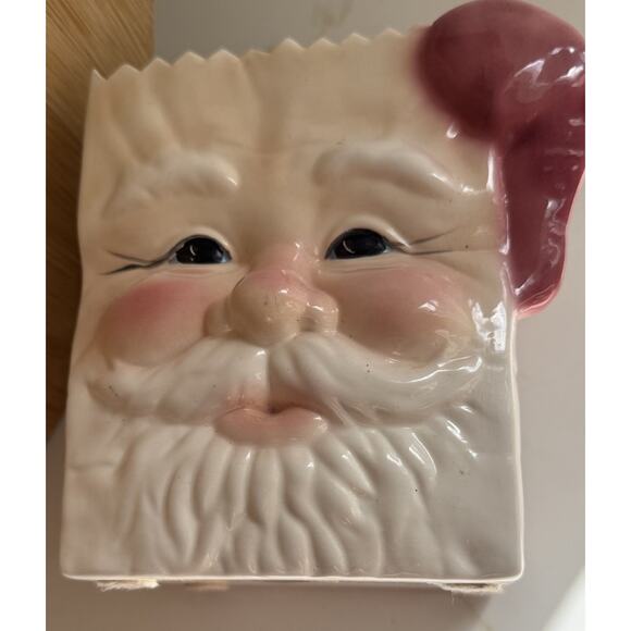 Other - Vintage Santa Claus Face Ceramic 7x5 Inch Sack Christmas Bag Holidays